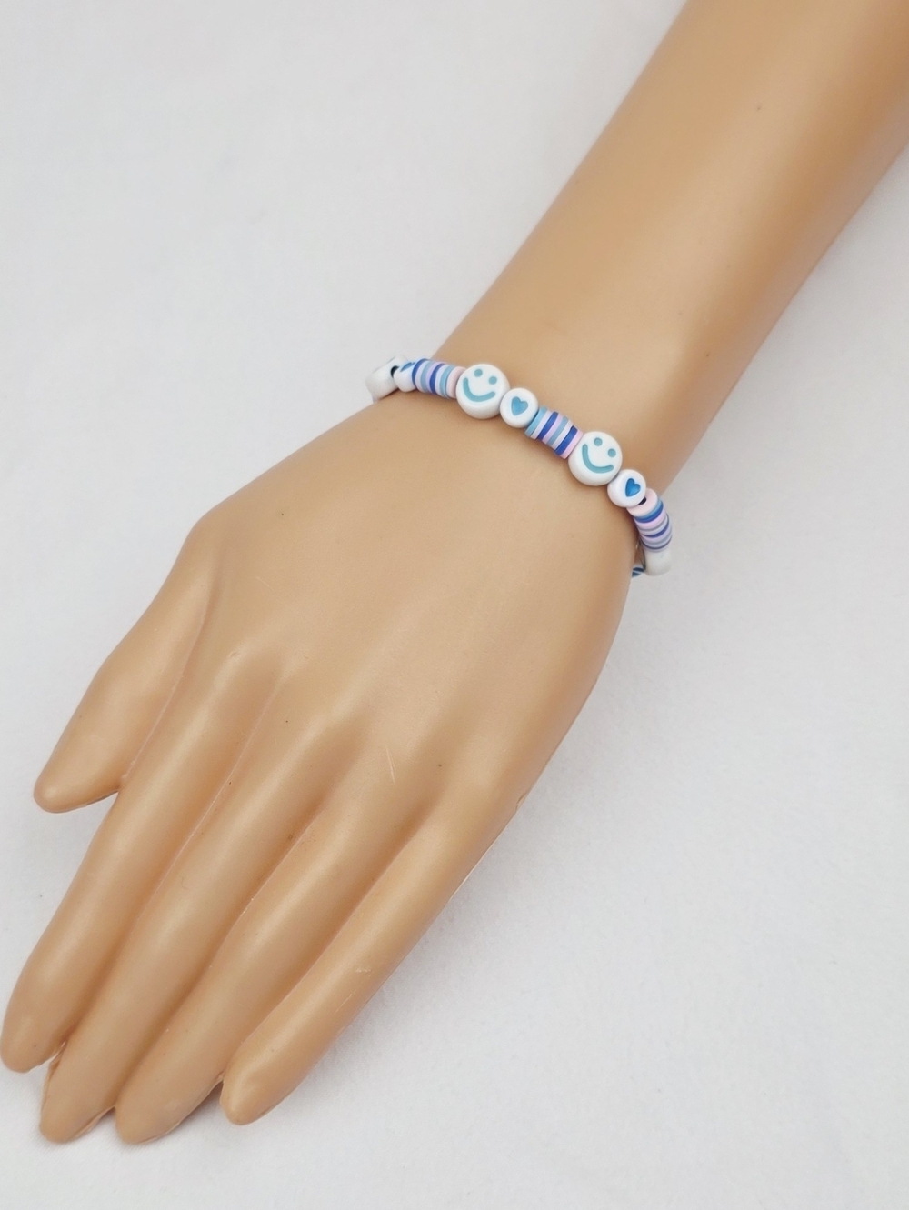 Handmade Clay Bead Smiley Face Heart Bracelet